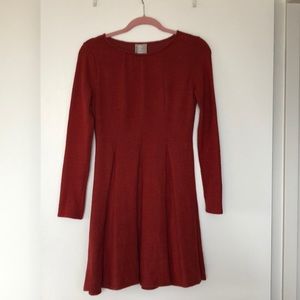 Anthropologie Sweater Dress with Pleated Skirt XS